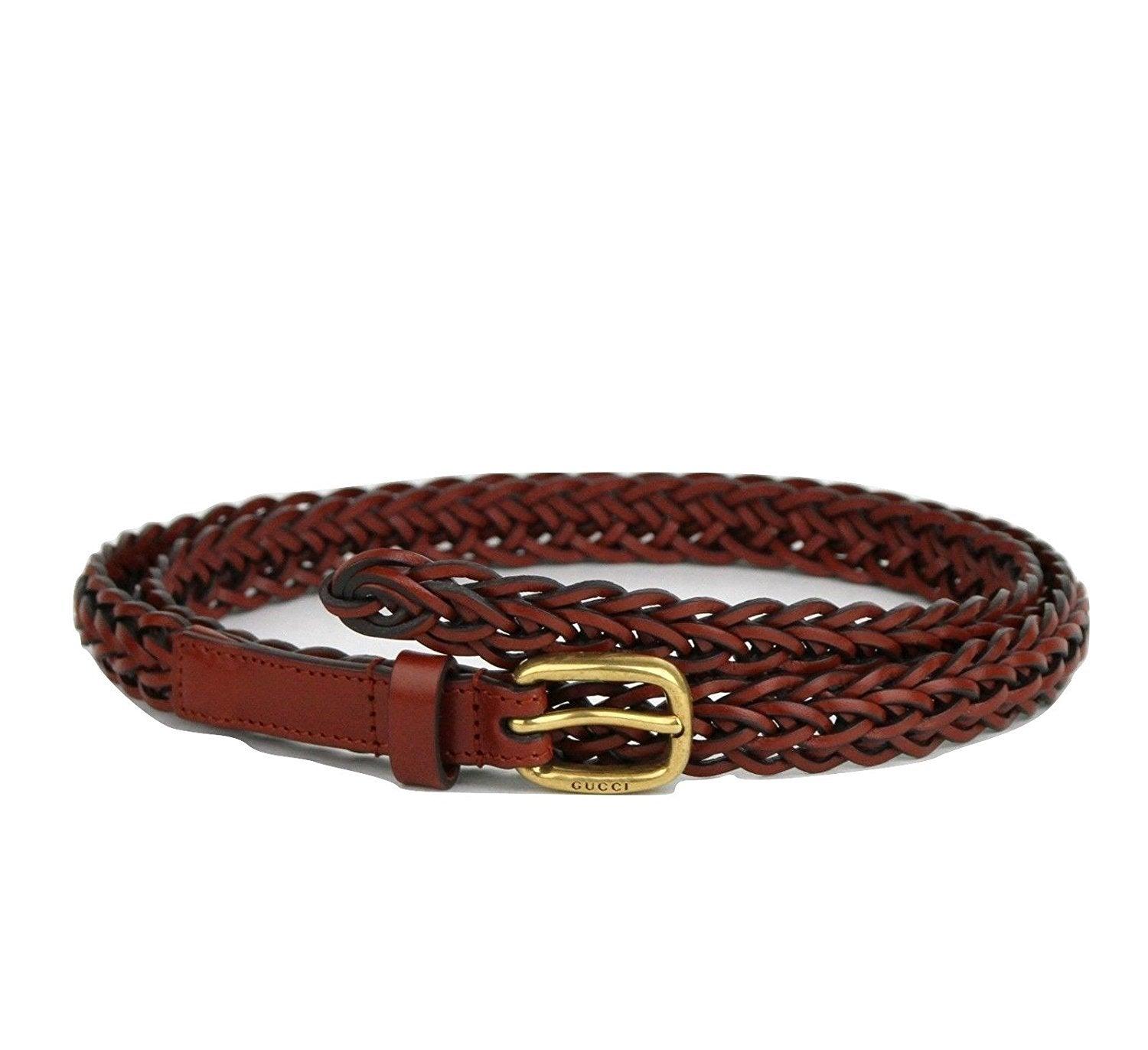 Gucci Braided Leather Skinny Belt 