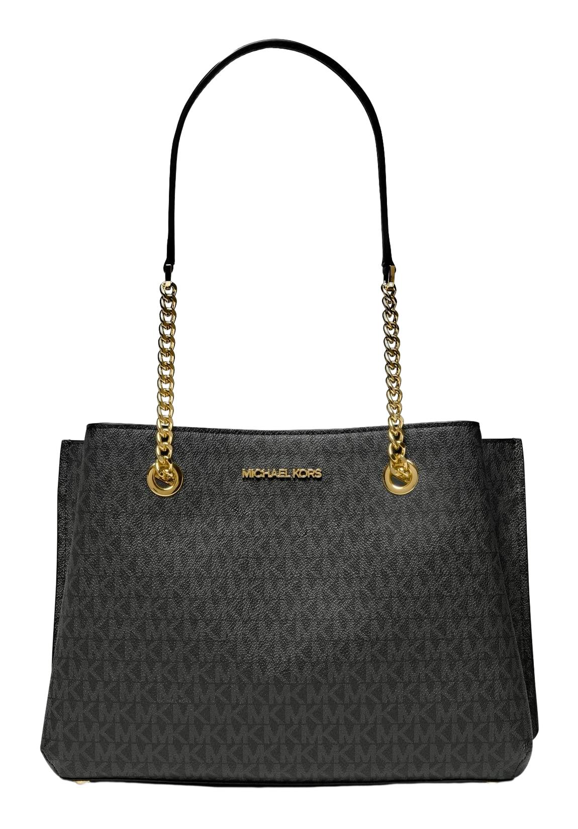 Michael Kors Teagan Mk Signature Pvc Leather Satchel Bag in Black Lyst
