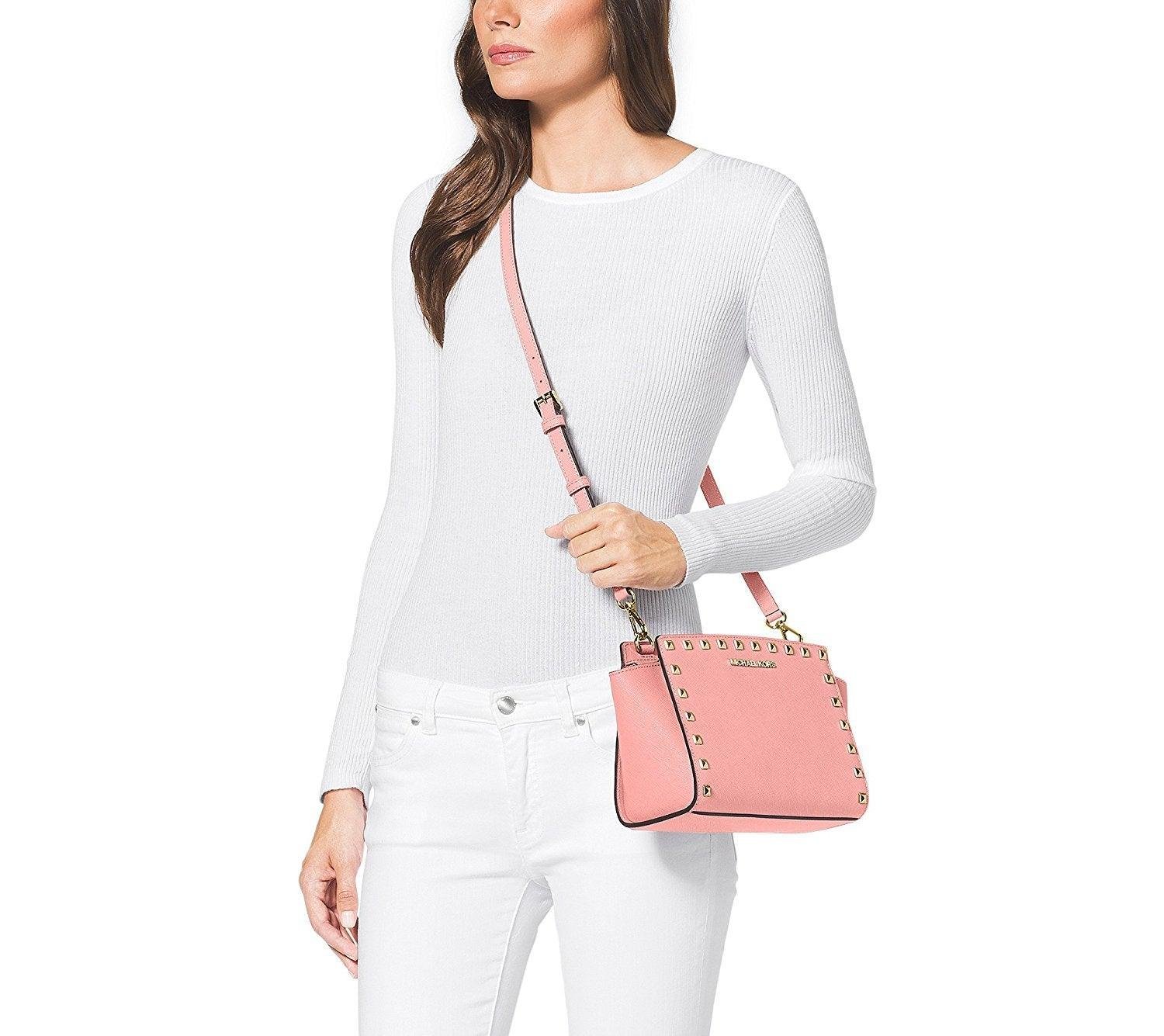 Michael Kors Selma Studded Medium Messenger Bag in Pink | Lyst
