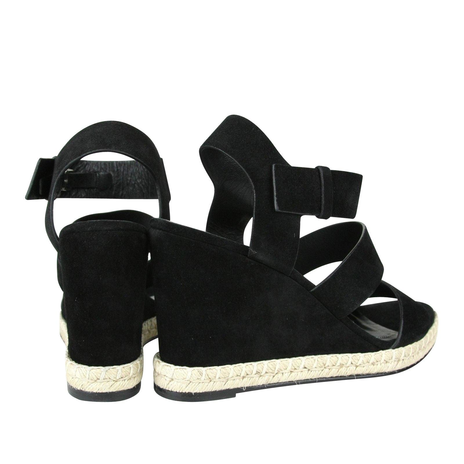 Balenciaga black platform wedge espadrille sandals sale