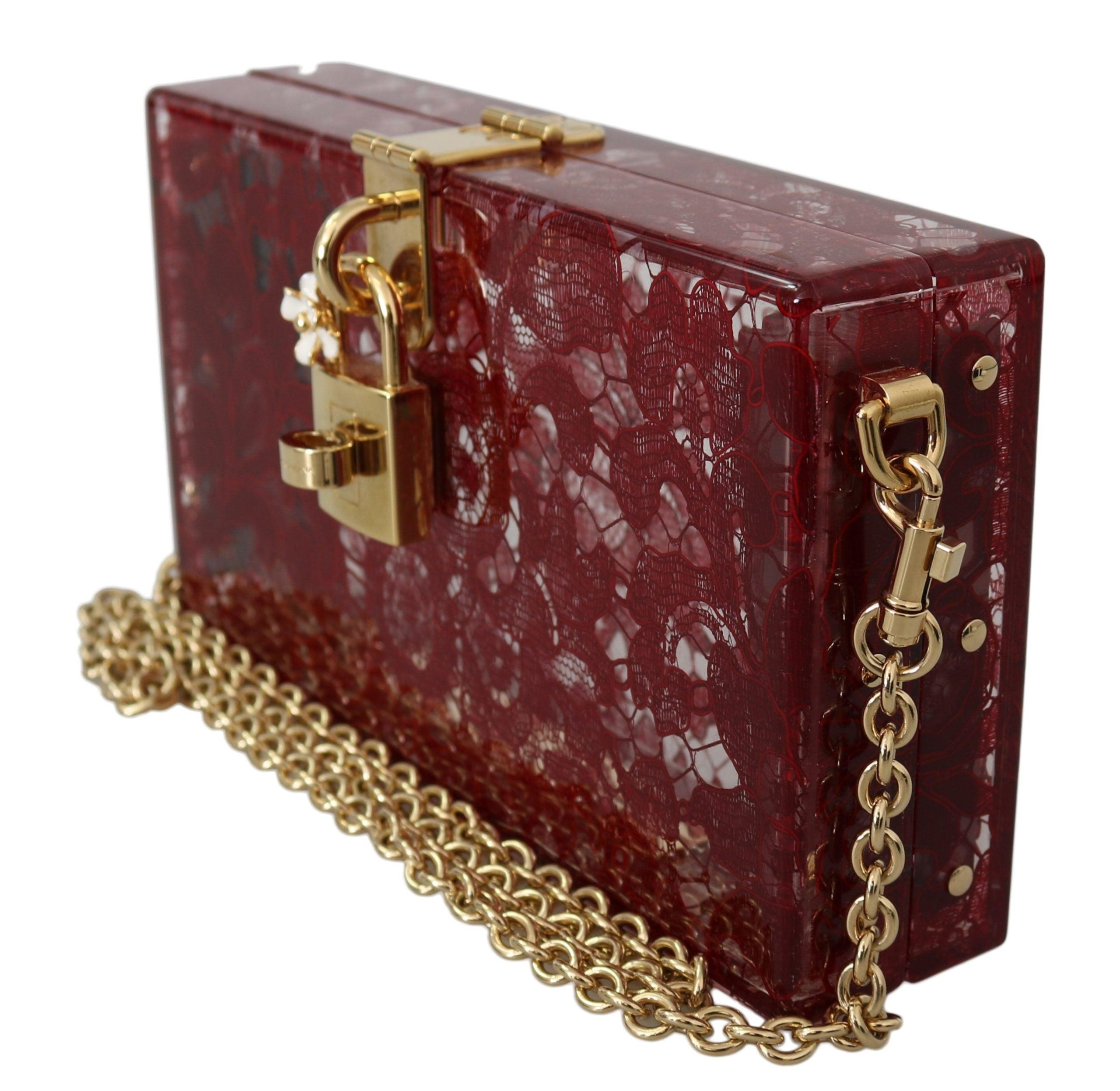 Dolce & Gabbana Dark Plexiglass Taormina Lace Clutch Borse Bag Box in Red |  Lyst