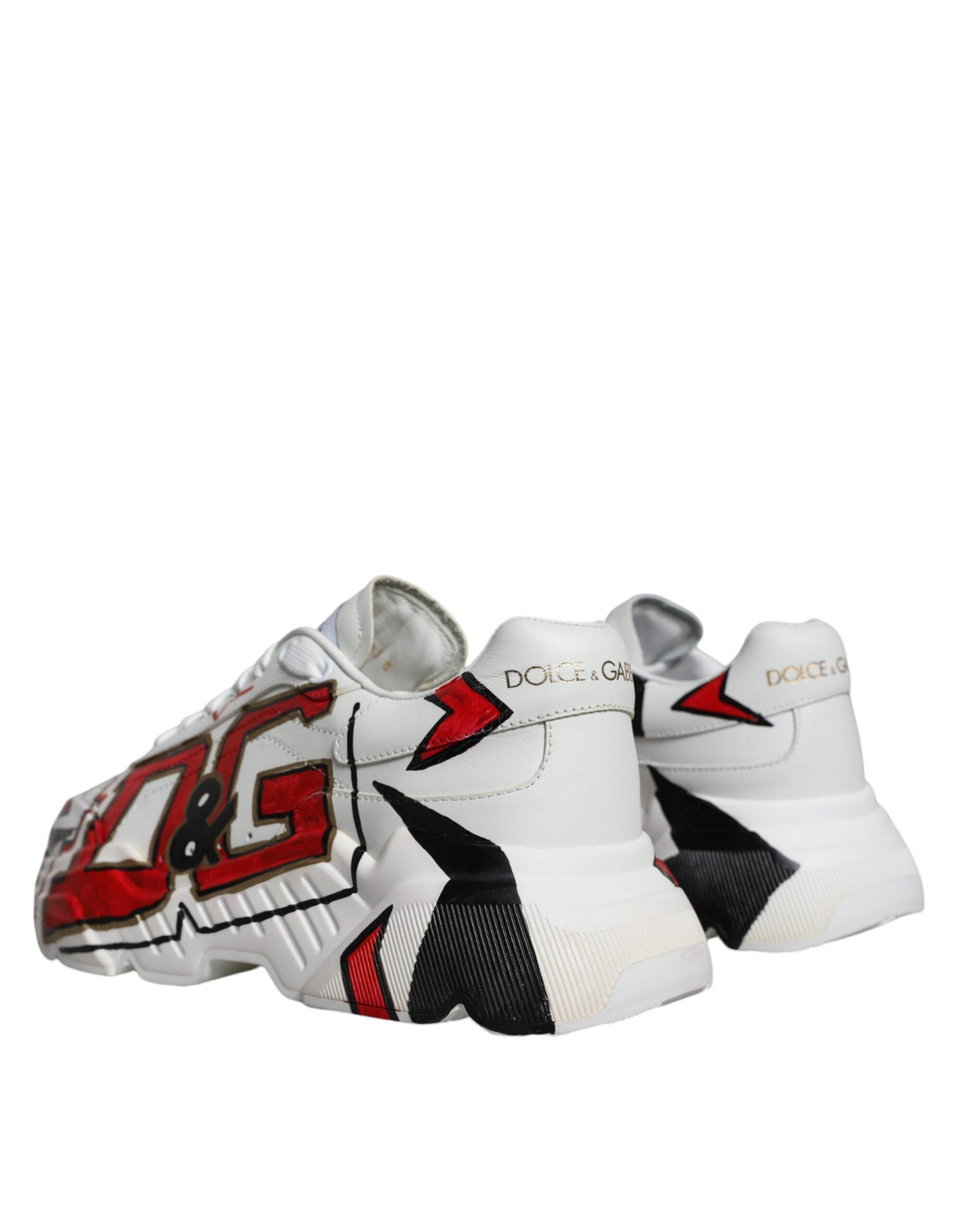 Dolce & Gabbana Daymaster Hand Painted Sneakers Shoes in Red