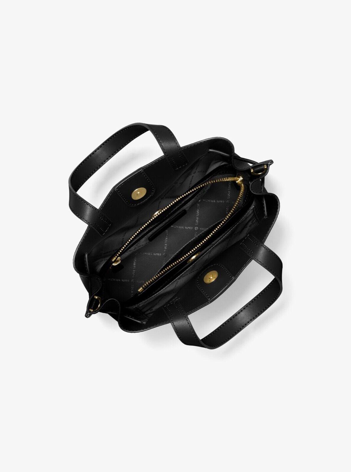 Michael Kors Emilia Small Mk Signature Leather Satchel Crossbody Bag in  Black | Lyst