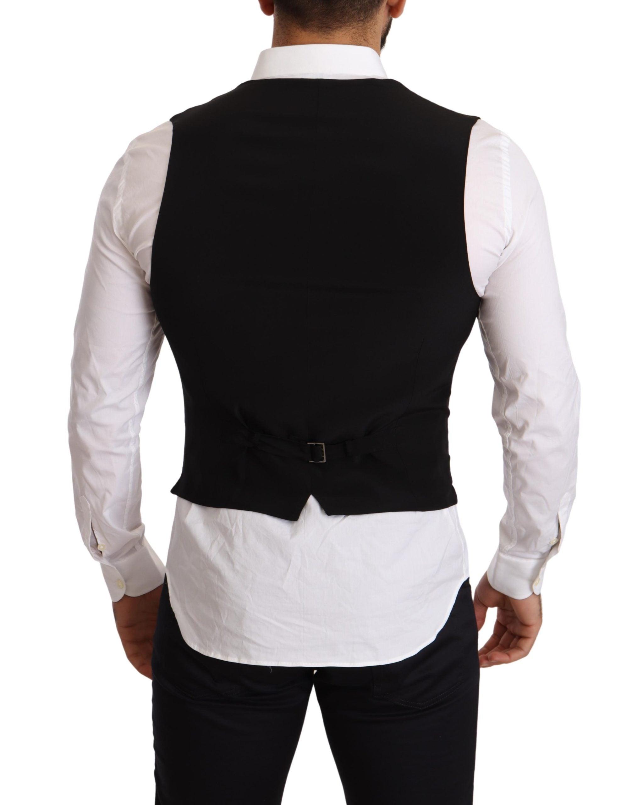 Save 20% Dolce & Gabbana Black Wool Striped Double Breasted Formal Vest for Men Mens Clothing Jackets Waistcoats and gilets 
