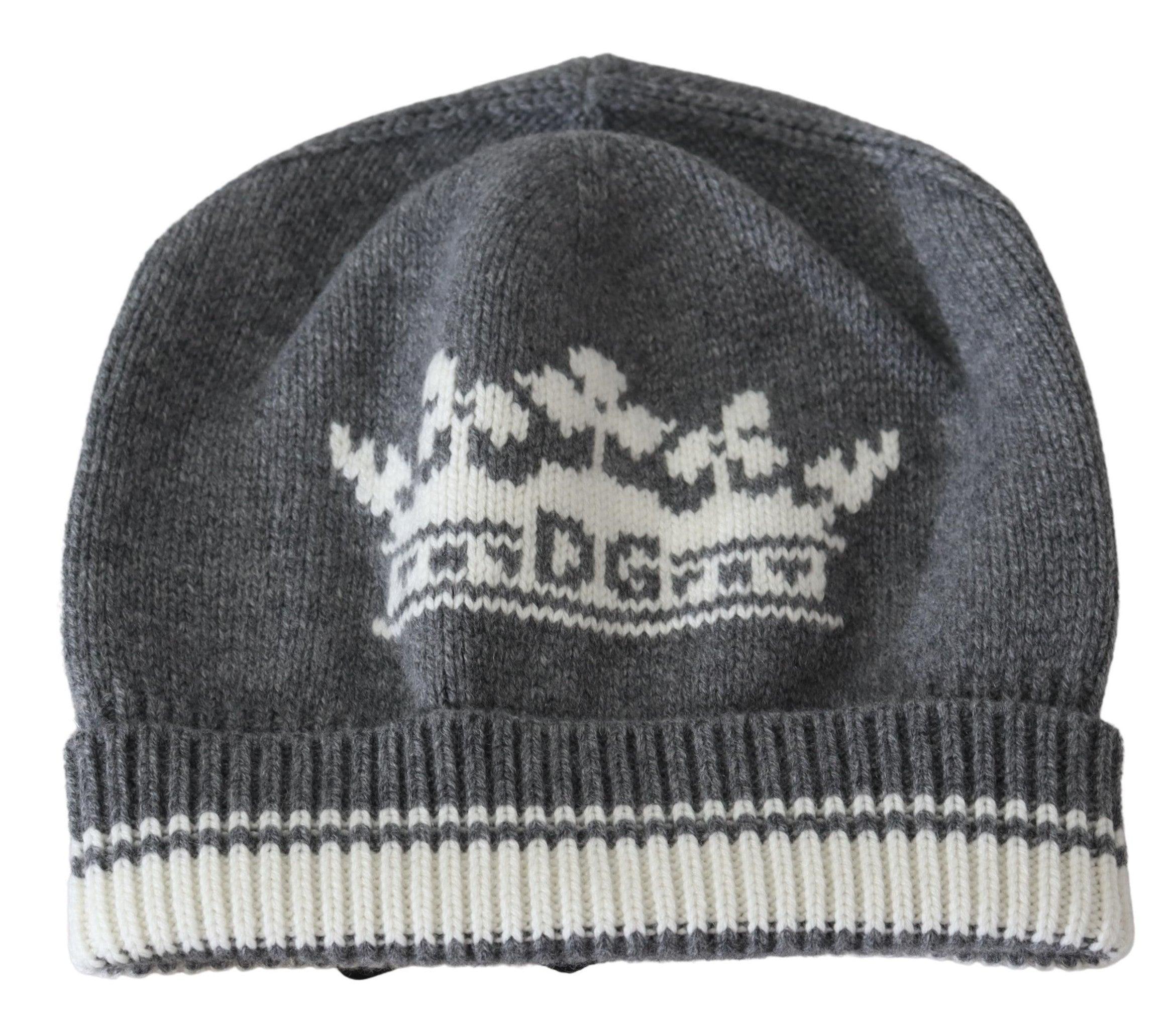 White Cashmere Dg Crown Beanie Hat 