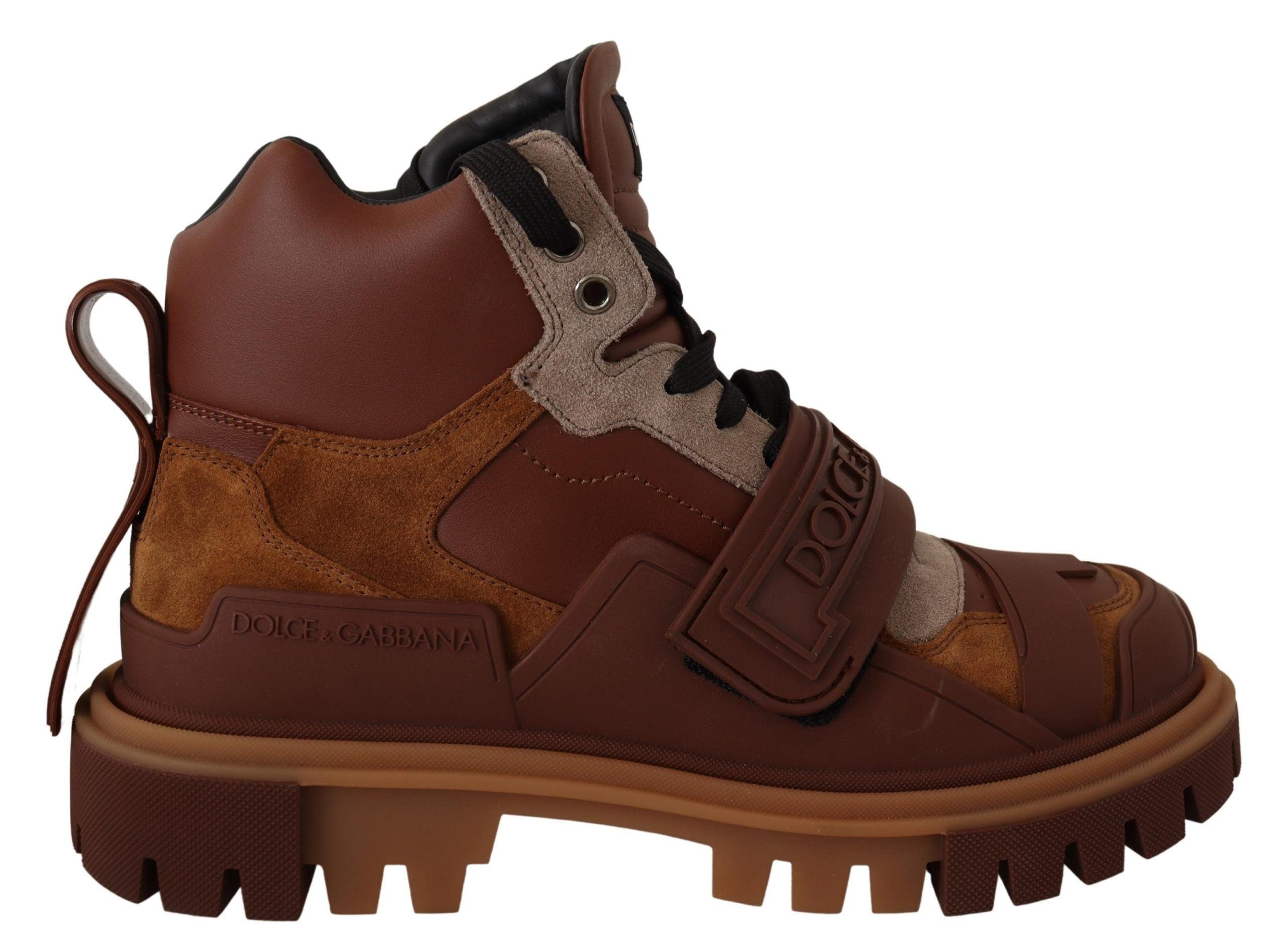 Dolce & Gabbana Leather Boots Hi-trekking Shoes in Brown for Men | Lyst