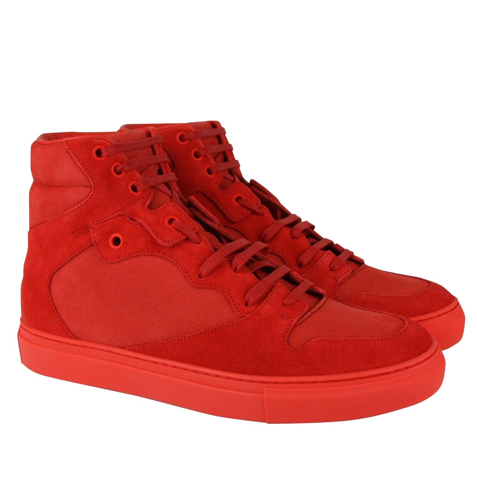 Balenciaga Hi Top Nu-buck Suede / Rubber Sneaker 412347 in Red for Men |  Lyst
