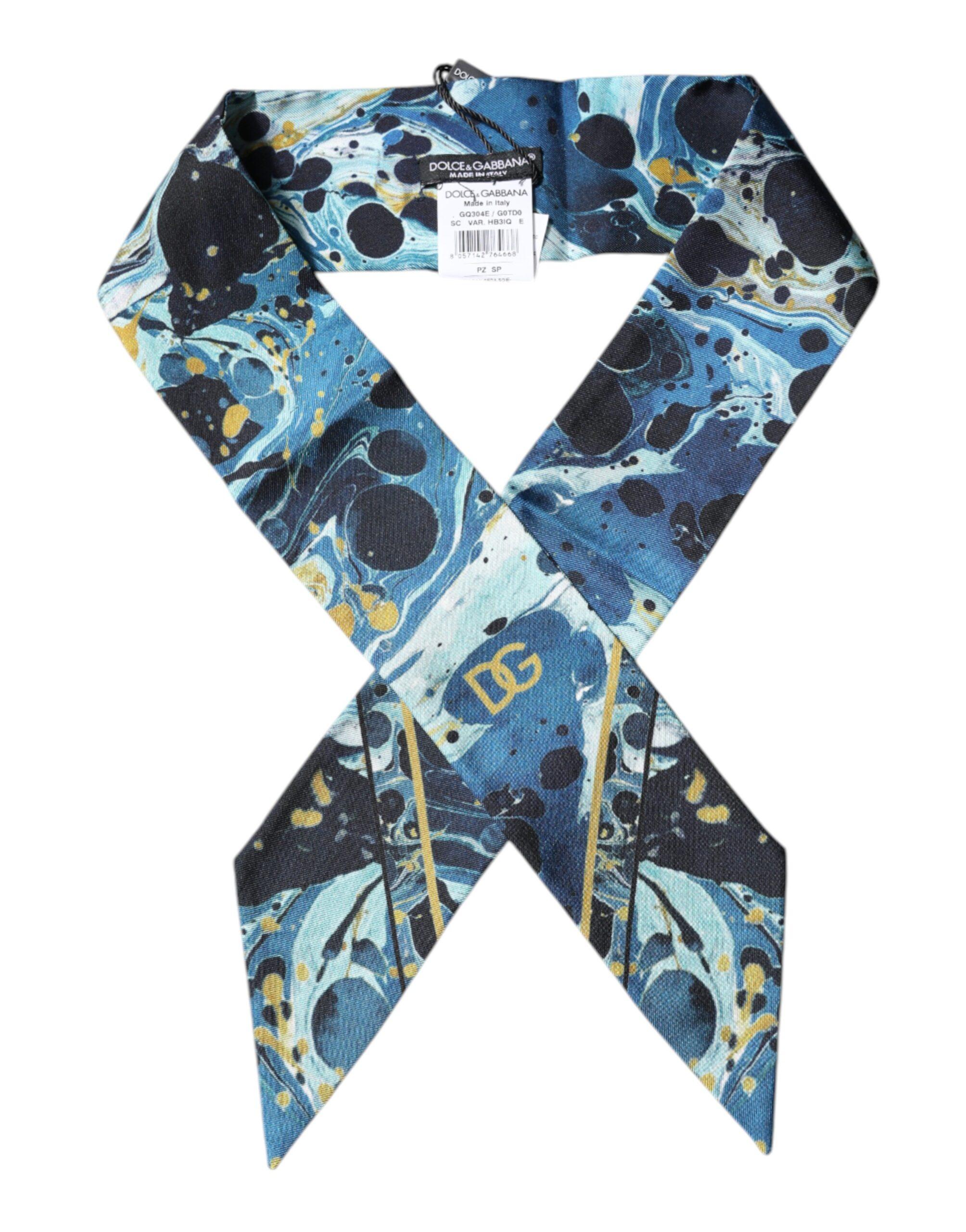 【関税&送料込】Dolce & Gabbana Scarfs Blue DOLCE & GABBANA Blue Monogrammed Silk Scarf ITALY 34.5