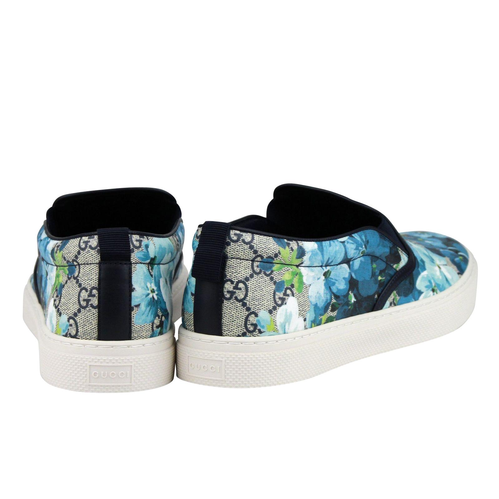 GUCCI MEN\'S BLOOM FLOWER PRINT BLUE SUPREME GG SNEAKER Sz 7.5 Hard to find size Gucci GG Supreme Small Blooms Pouch in Blue NEW - J main image 4