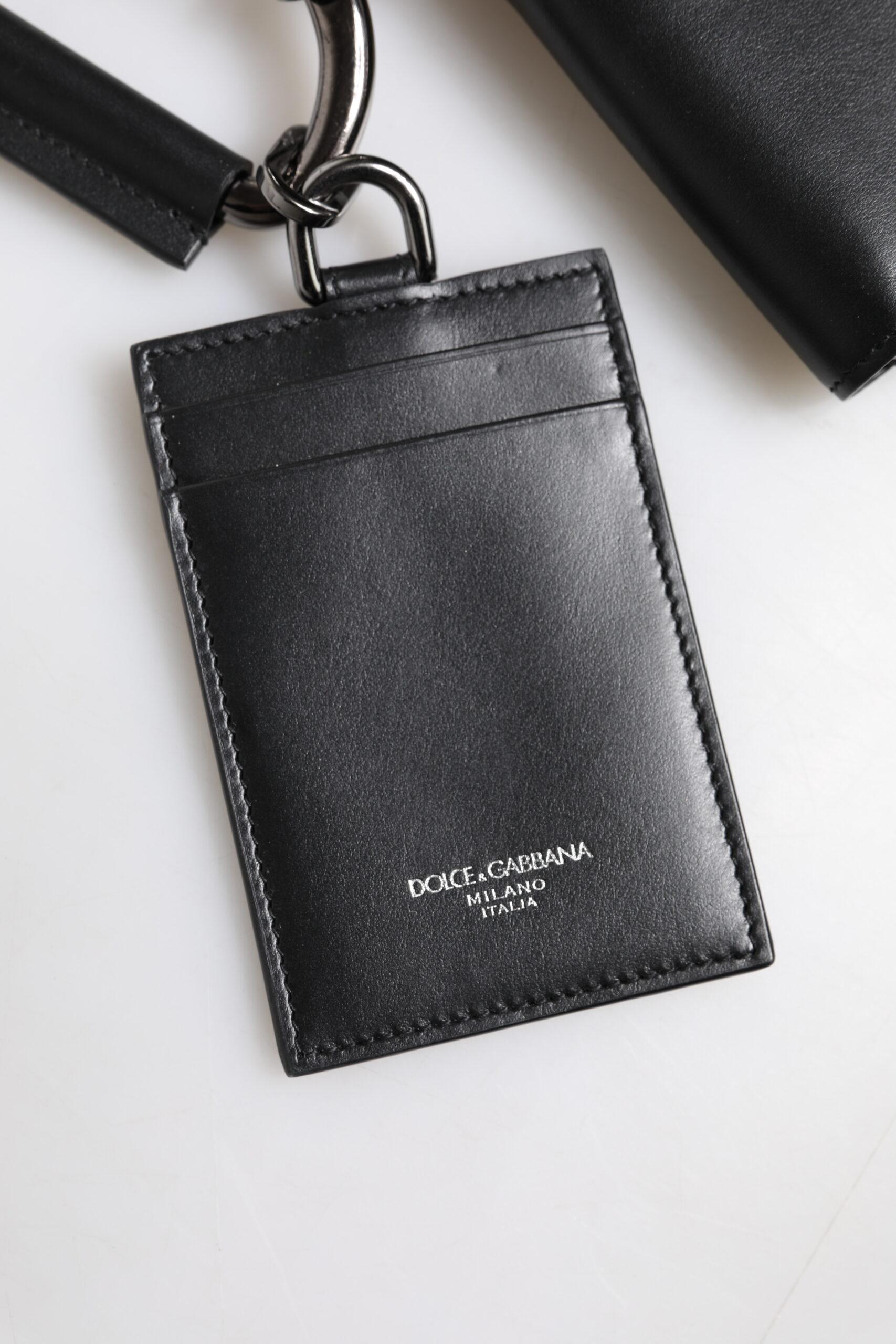 Dolce & Gabbana Leather Lanyard Zip Around Card Holder Wallet in