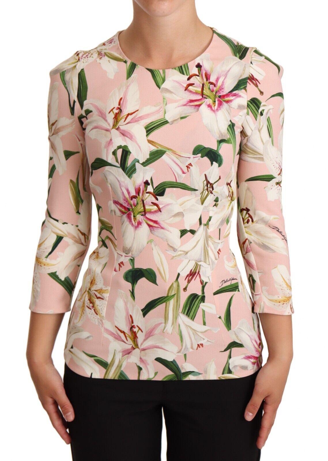 Dolce & Gabbana Pink Lily Print Viscose Long Sleeves Blouse in Natural |  Lyst