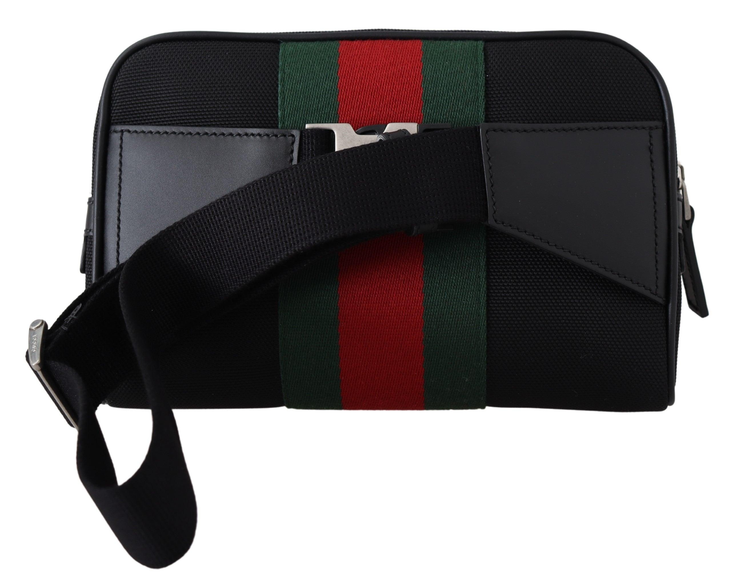 Gucci Nylon Web Red Green Waist Belt Bag One Size in Black for Men