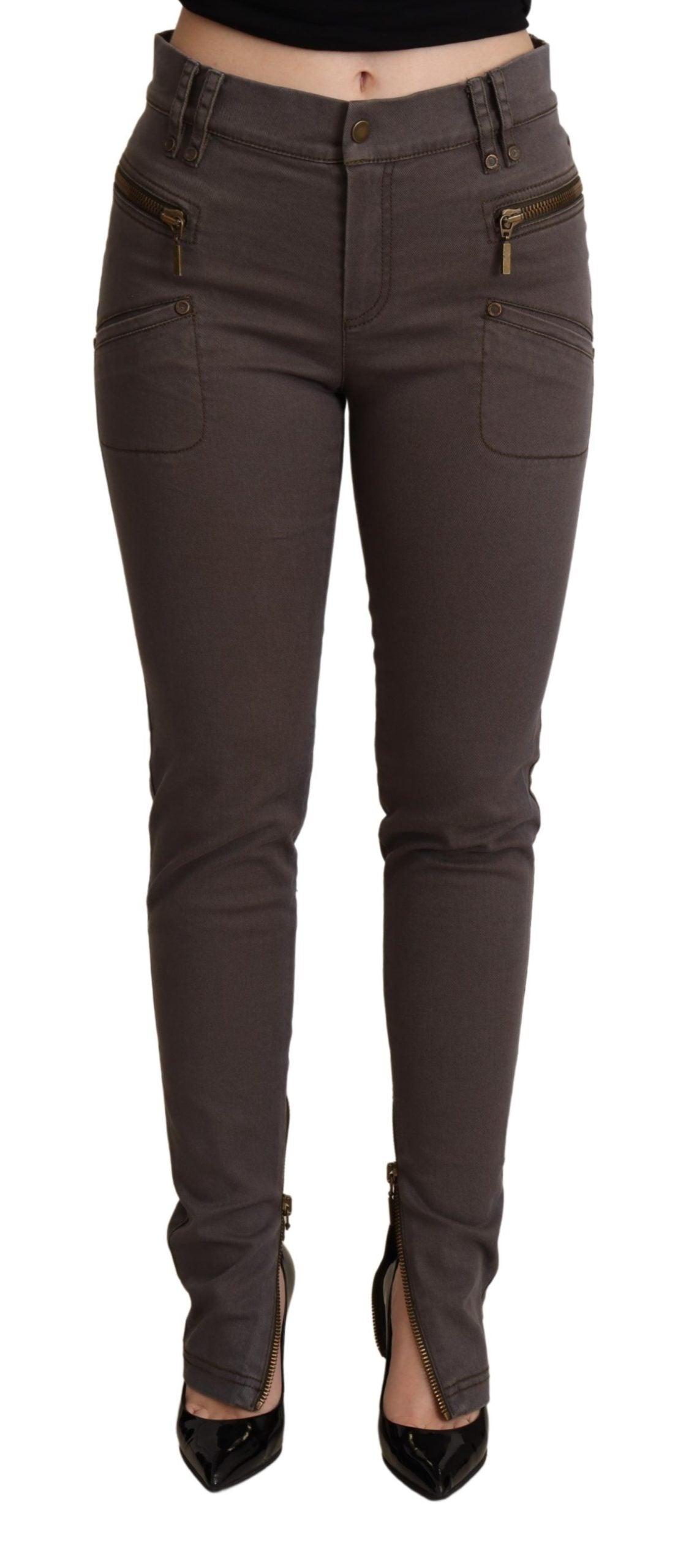 Plein Sud Brown Cotton Stretch Skinny Denim Jeans in Black | Lyst