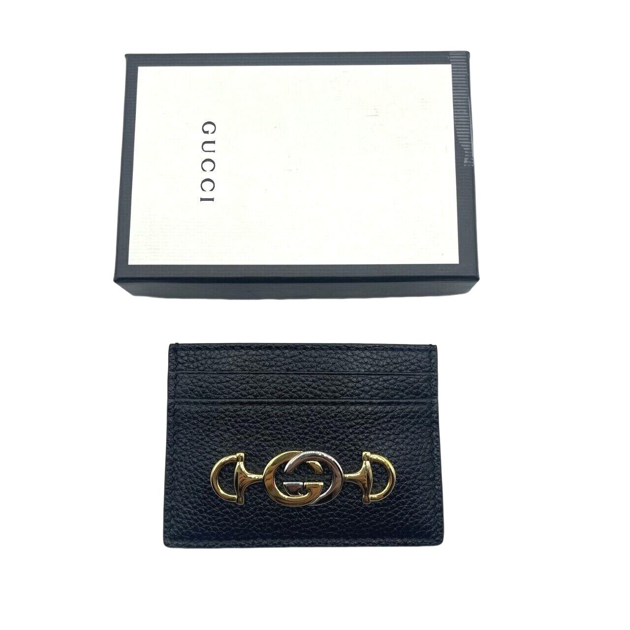 Gucci New Zumi Leather Card Holder Wallet Metal GG Logo 570679 1000 W/box  in Black | Lyst
