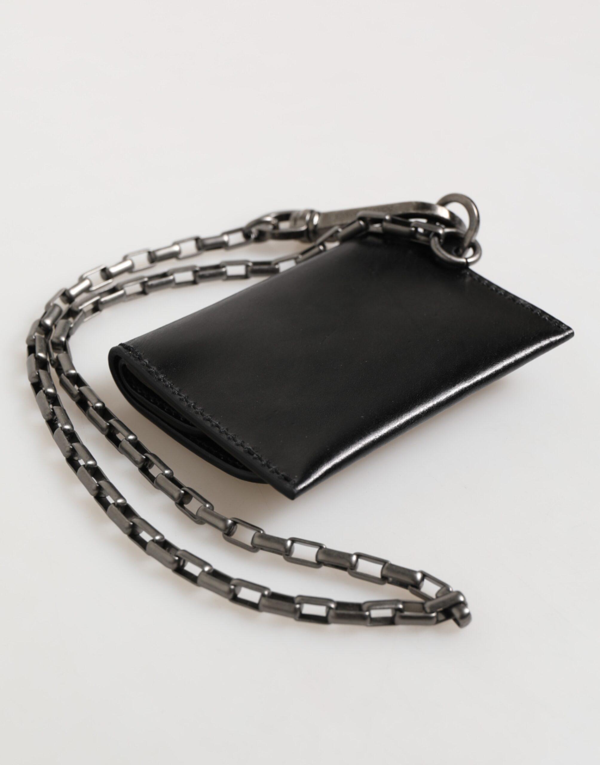 Dolce & Gabbana Cavallo Leather Wallet Chain Snap Bifold Card