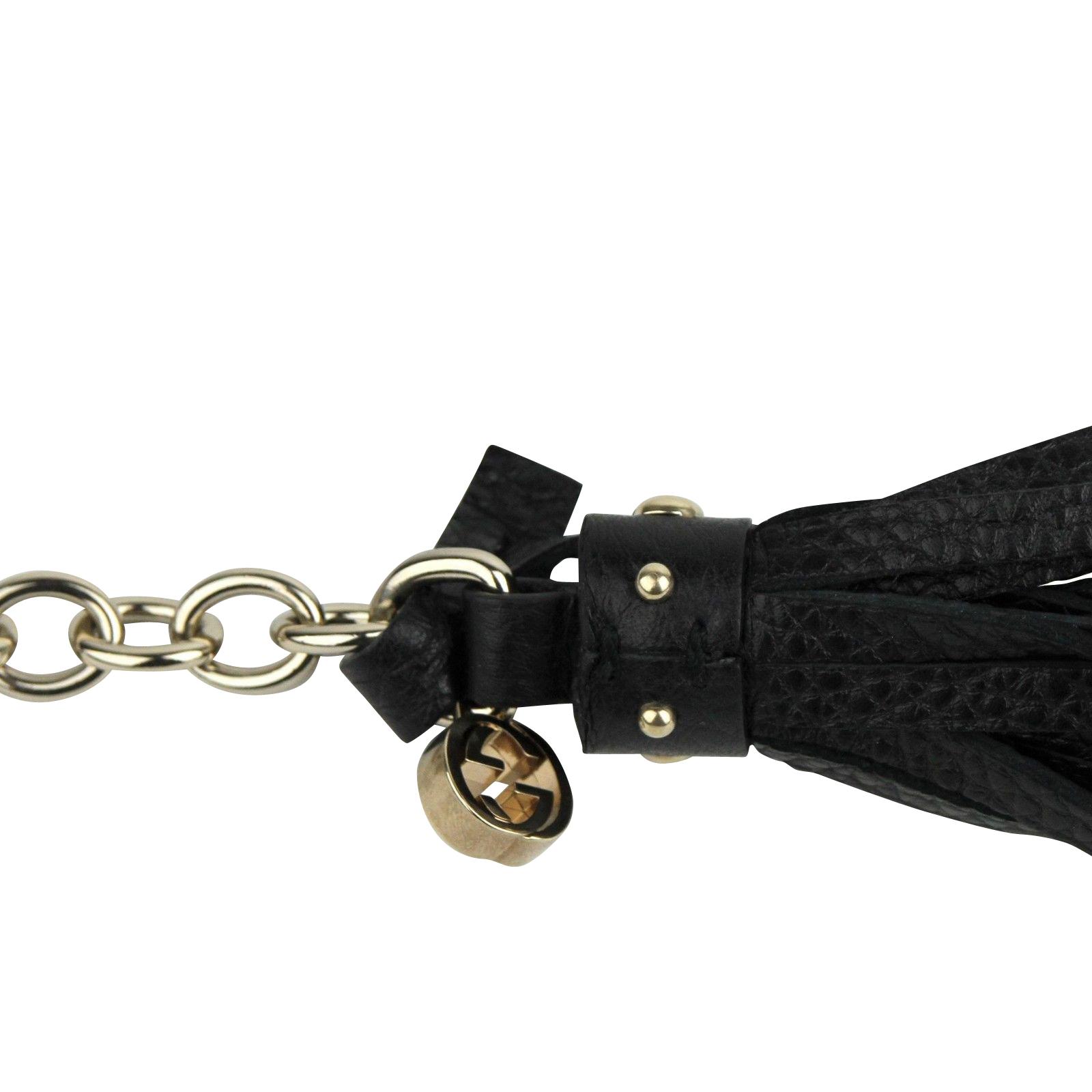 Gucci chain link tassel belt NWT Auth. Gucci Black Leather Tassel Chain Belt With  main image 2