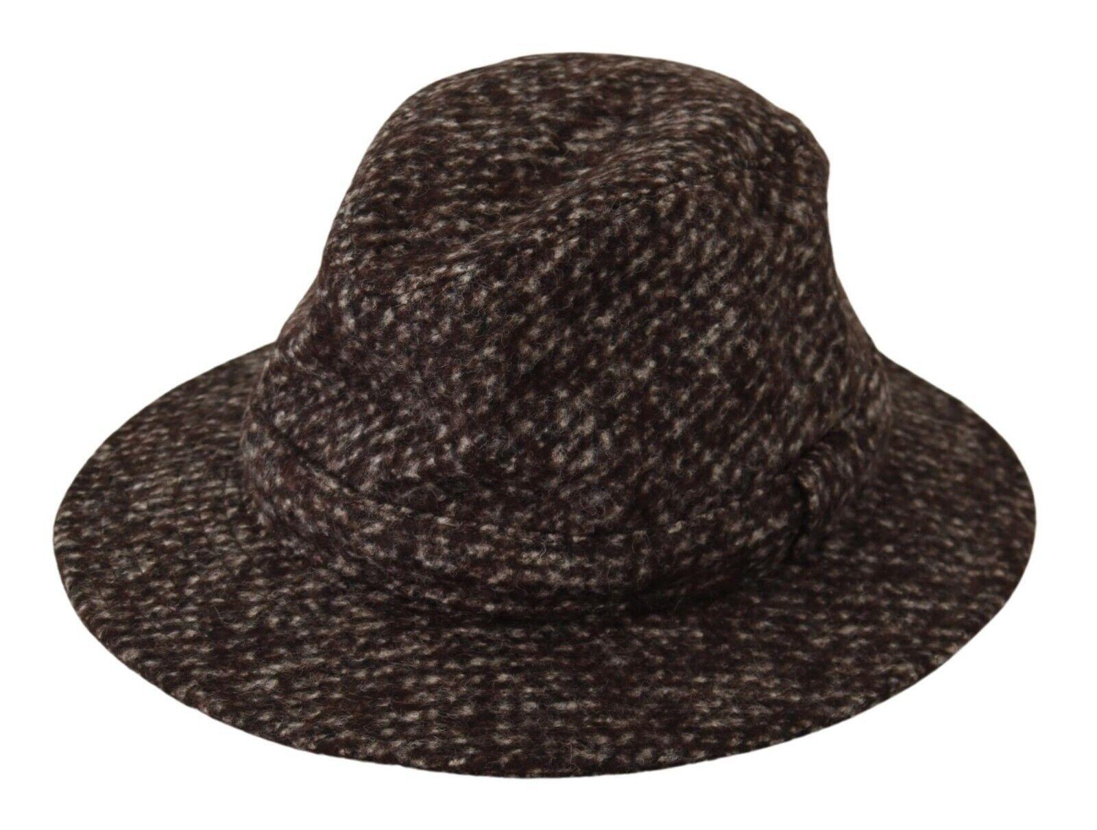 Dolce & Gabbana Brown Checkered Wool Tweed Fedora Capello Women\'s Hats Pied de Poule Wool Flat Cap – Italian Houndstooth Men main image 3