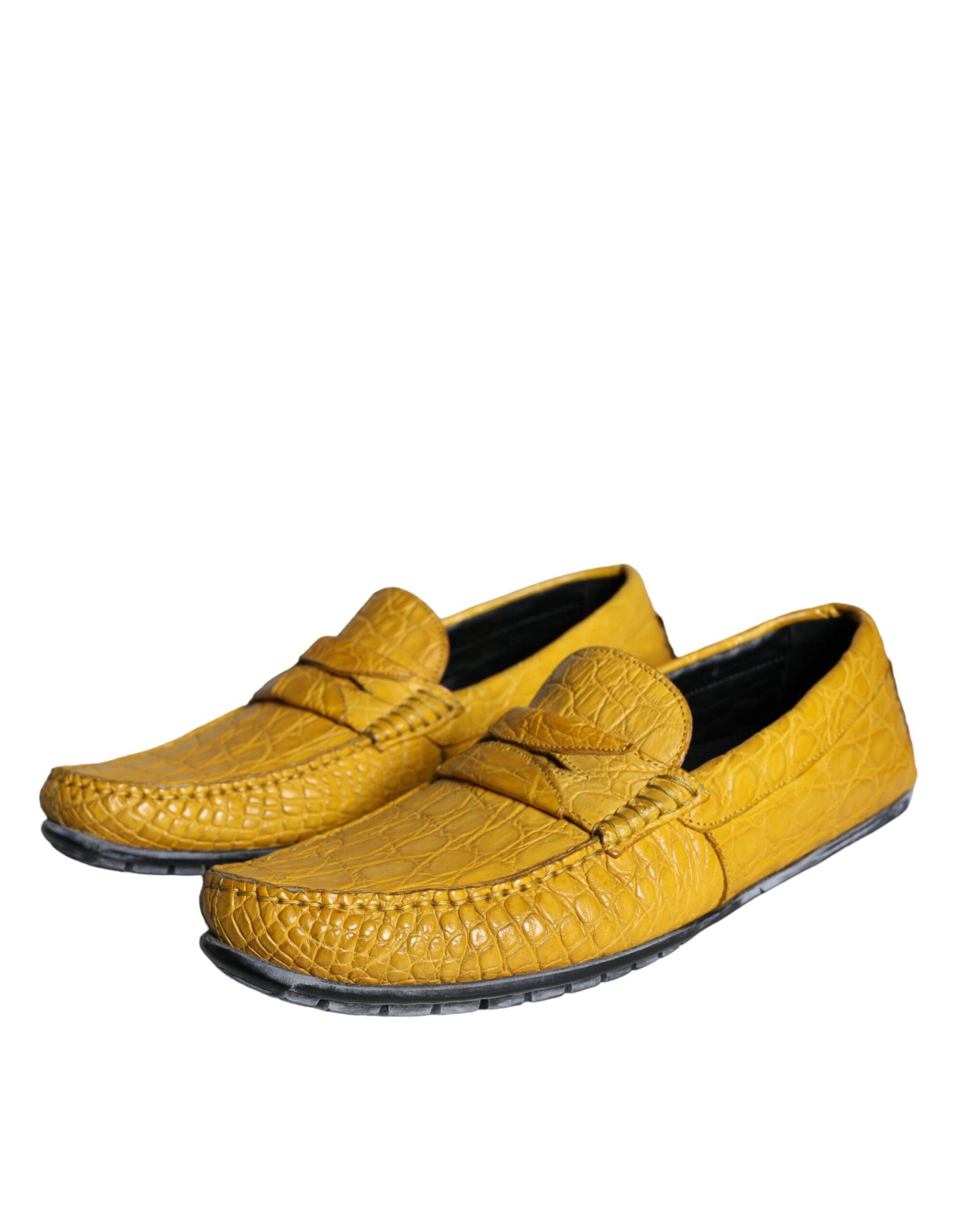 Dolce & Gabbana Orange Linen Leather Studded Loafers Men\'s Shoes Orange Men main image 2