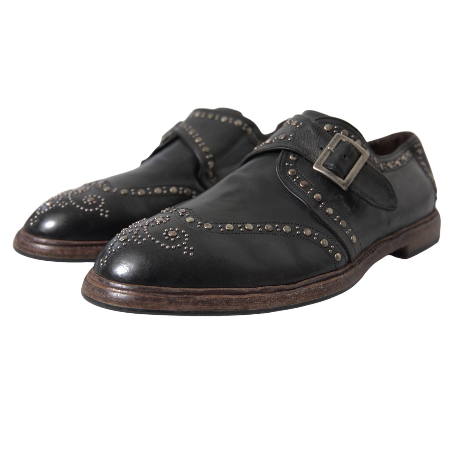 Dolce & Gabbana Leather Monk Strap Studded Dress Shoes in 