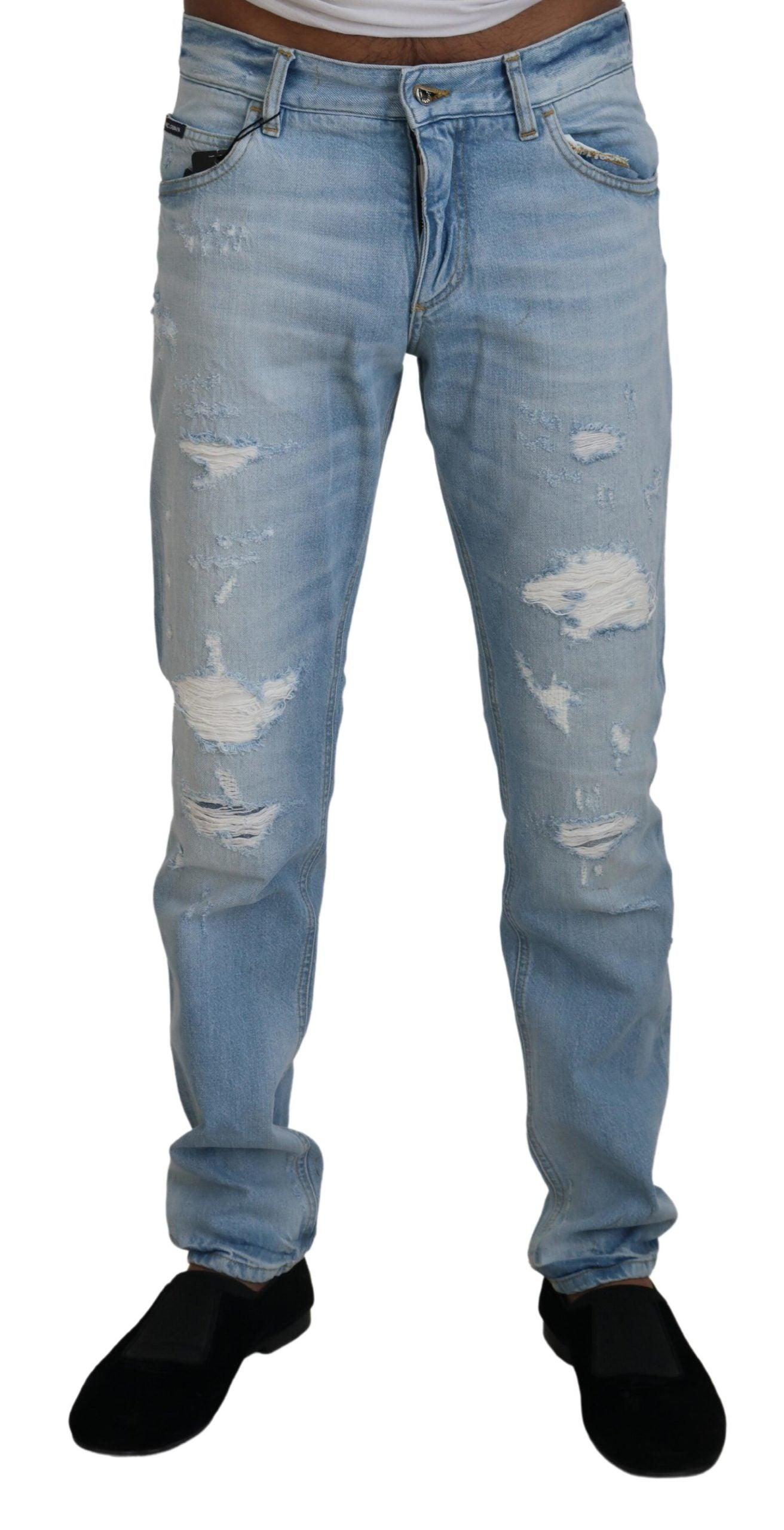 Dolce & Gabbana Cotton Tattered Casual Denim Jeans in Blue for Men | Lyst