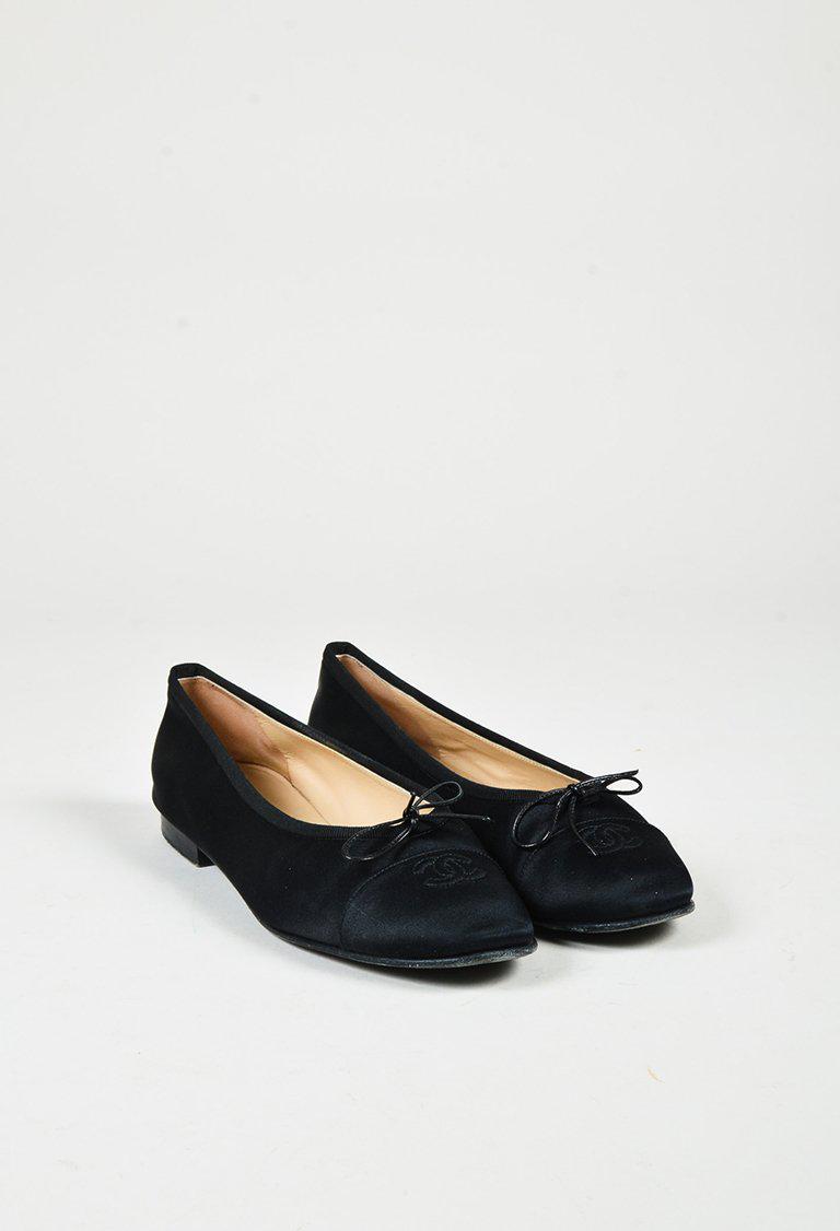 black satin flat shoes