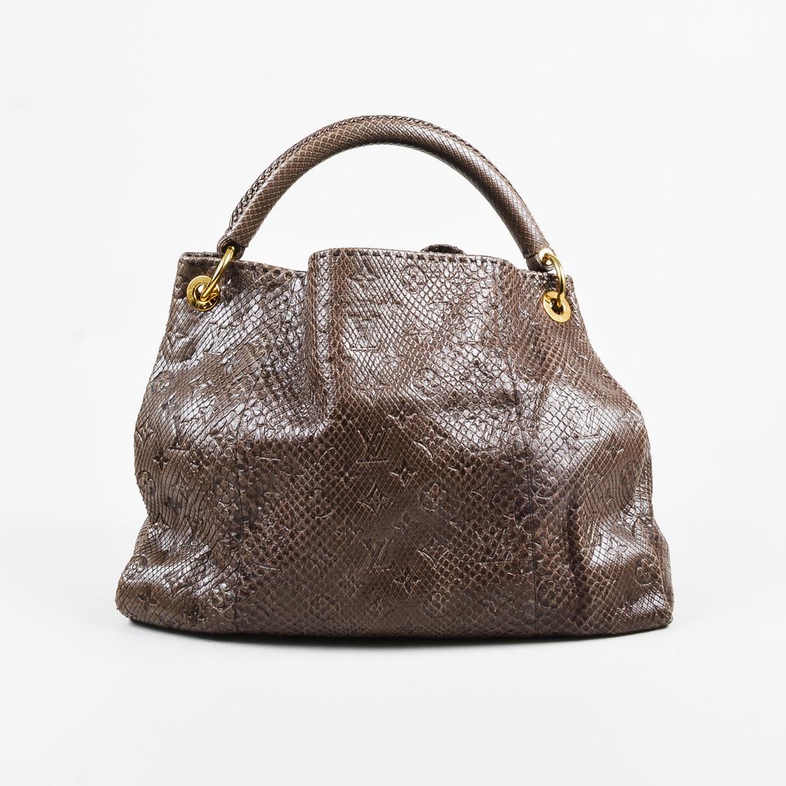 Louis Vuitton Leather &quot;gris&quot; Brown Monogram Python &quot;artsy Mm&quot; Shoulder Bag - Lyst
