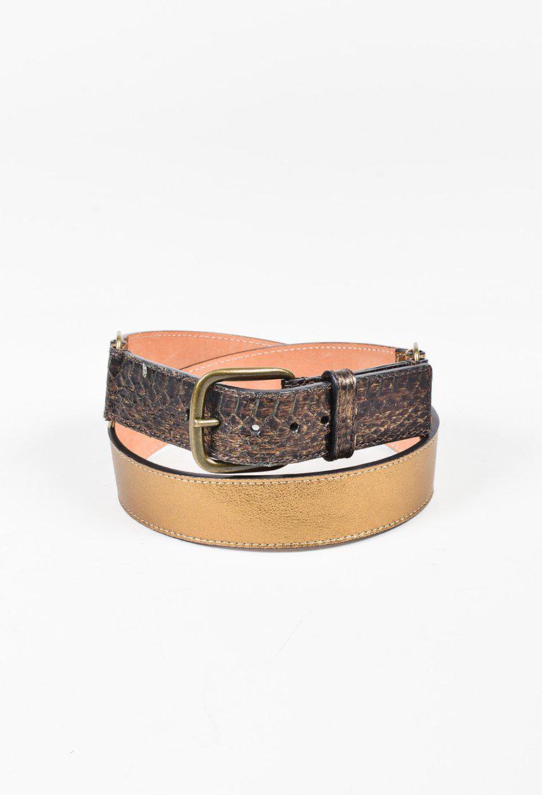 Louis Vuitton Metallic Gold Leather & Python Snakeskin Waist Belt for Men - Lyst