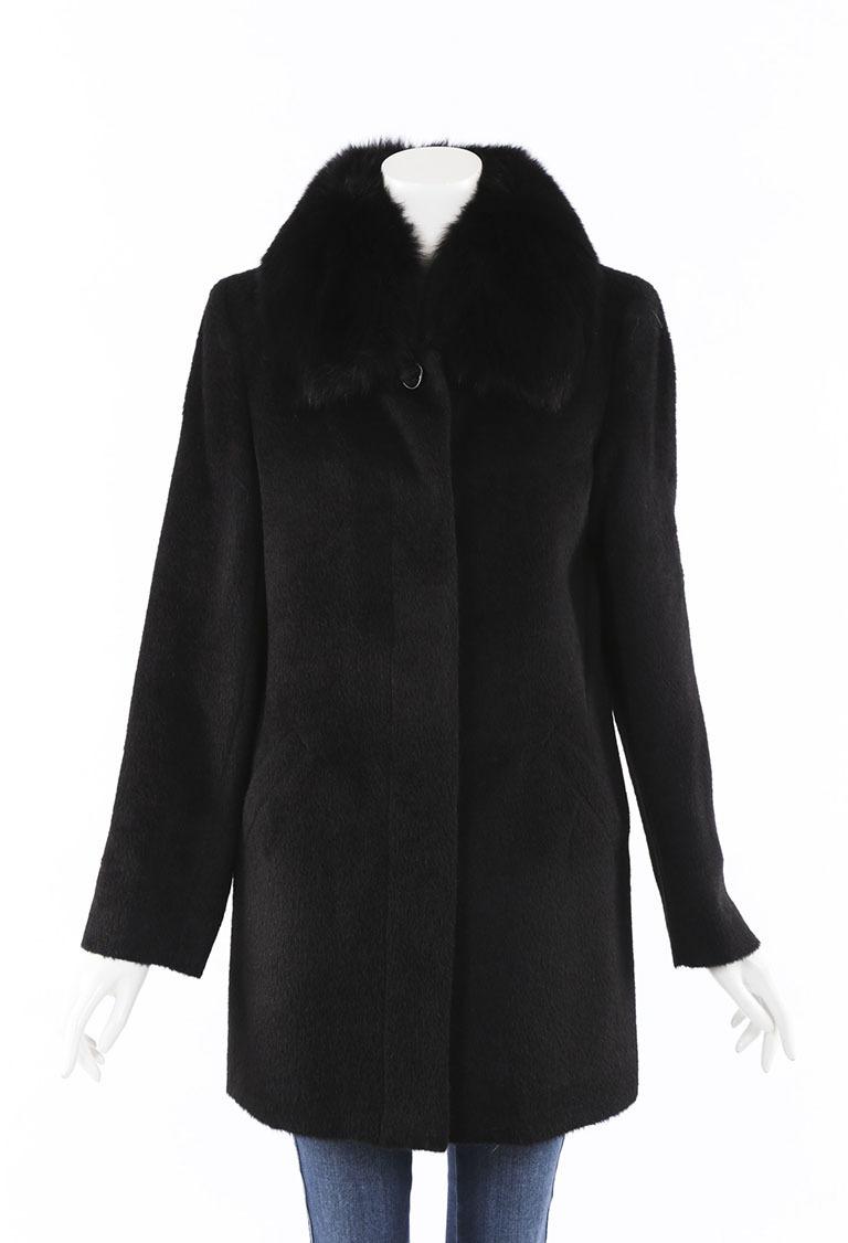 Sofia Cashmere Alpaca Wool Fox Fur Coat in Black - Lyst