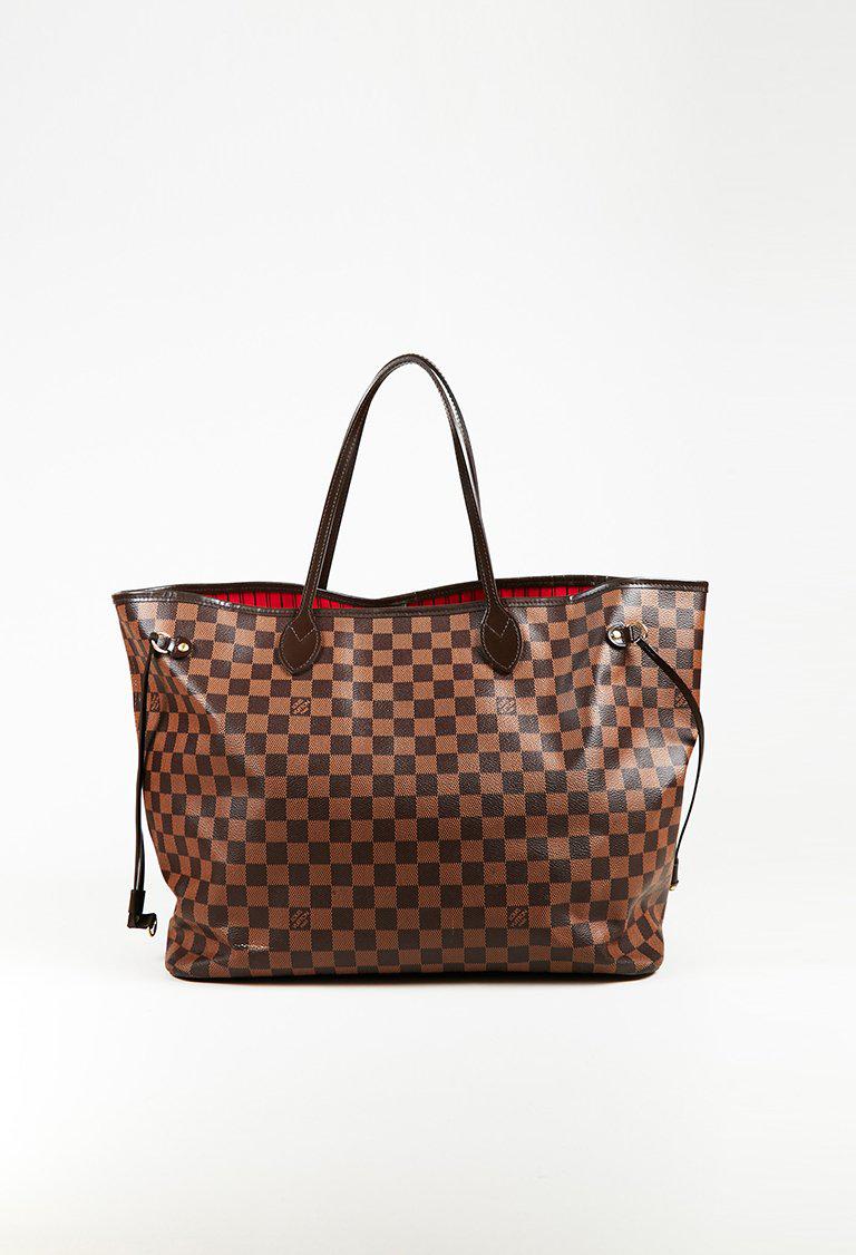 Louis Vuitton &quot;ebene&quot; Brown Damier Canvas Leather &quot;neverfull&quot; Gm Tote Bag - Lyst