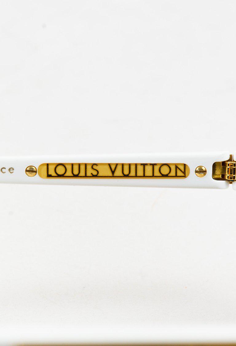 Louis Vuitton White & Gold Tone Monogram &quot;evidence&quot; Aviator Sunglasses in Metallic - Lyst