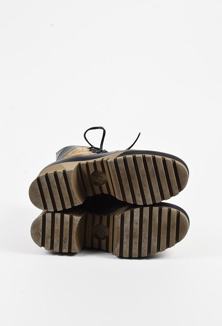 Louis Vuitton Green Brown & Black Suede Monogram &quot;laureate&quot; Desert Boots - Lyst