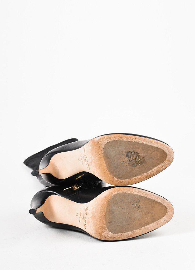 Jimmy Choo Black Stretch Leather Thigh High &quot;turner&quot; Boots