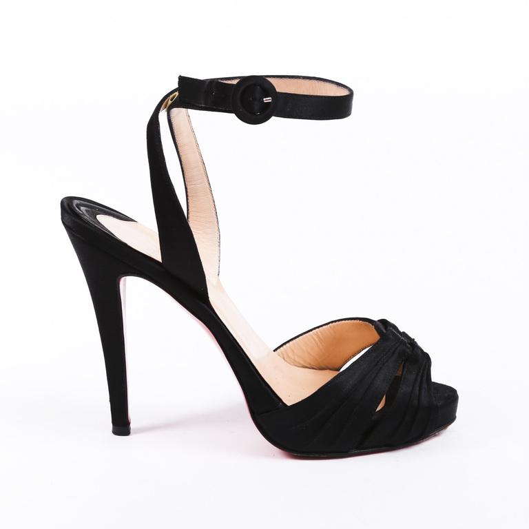 Christian Louboutin Satin Ankle Strap Sandals in Black Lyst