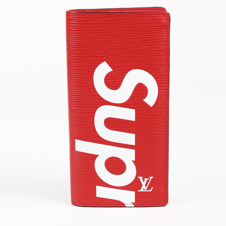 Supreme Louis Vuitton X Red Epi Leather & Calfskin &quot;portefeuille Brazza&quot; Wallet - Lyst