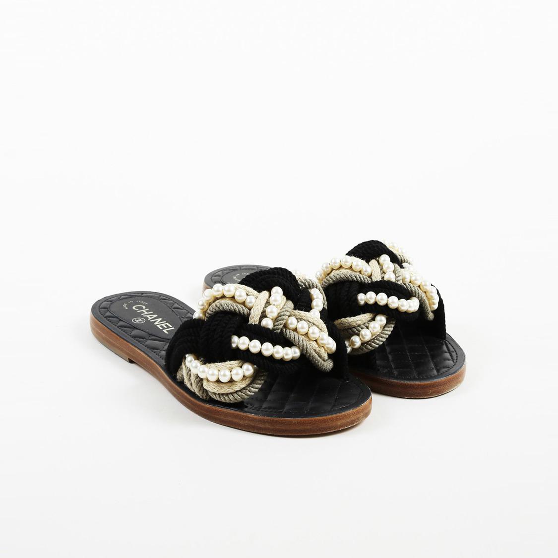 chanel rope and quilt slides