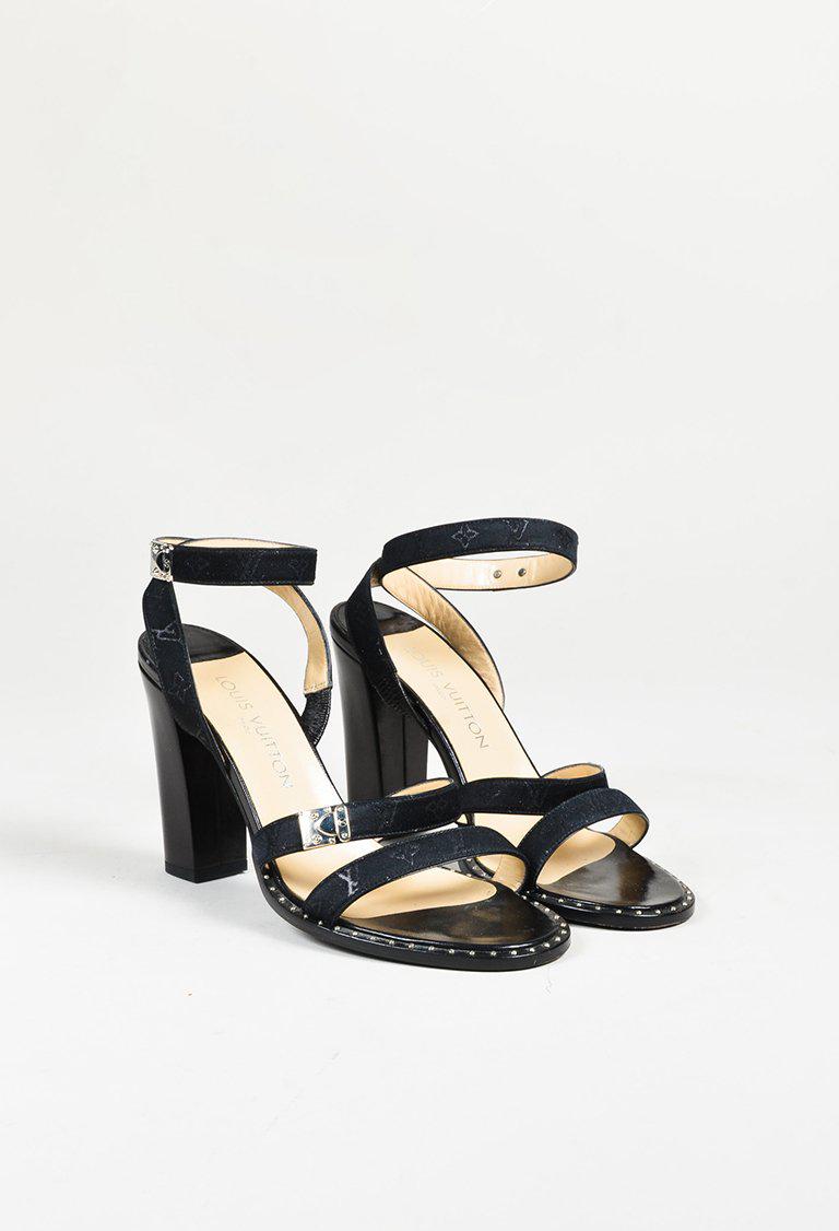 louis vuitton black heels with strap