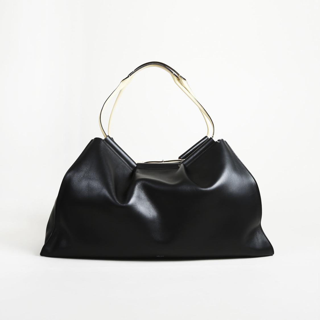 celine black leather large tote bag
