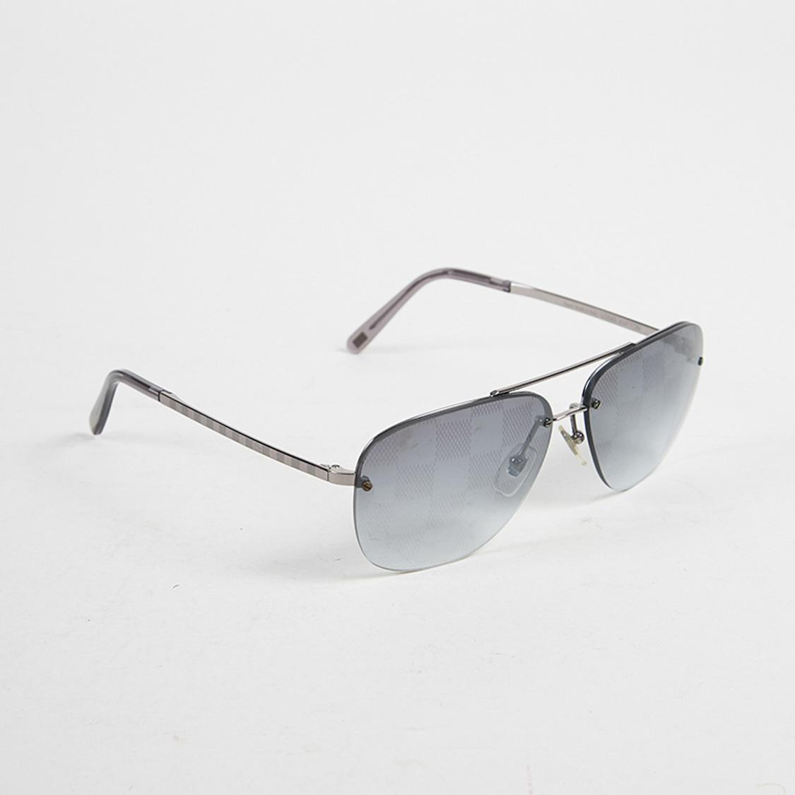 Louis Vuitton Gray &quot;damier&quot; Printed Lenses &quot;socoa&quot; Aviator Sunglasses - Lyst