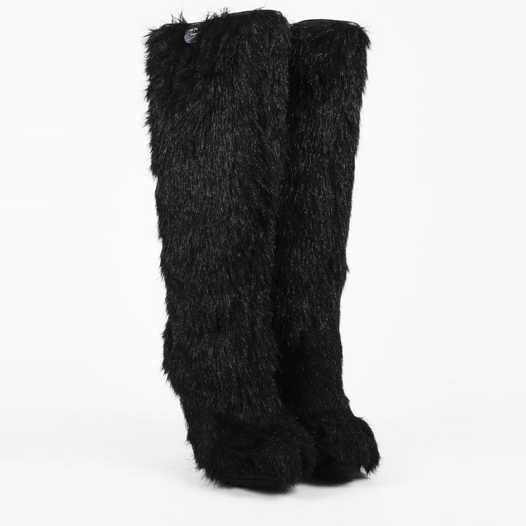chanel fur boots