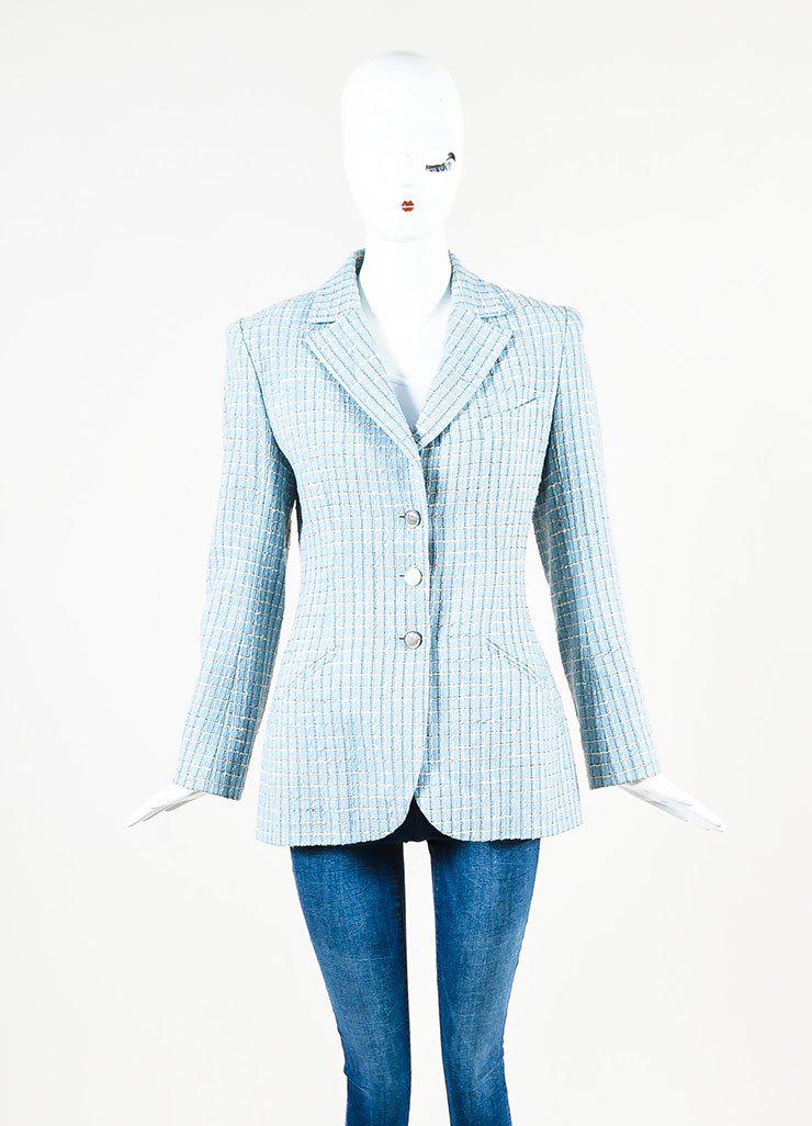 light blue boucle coat
