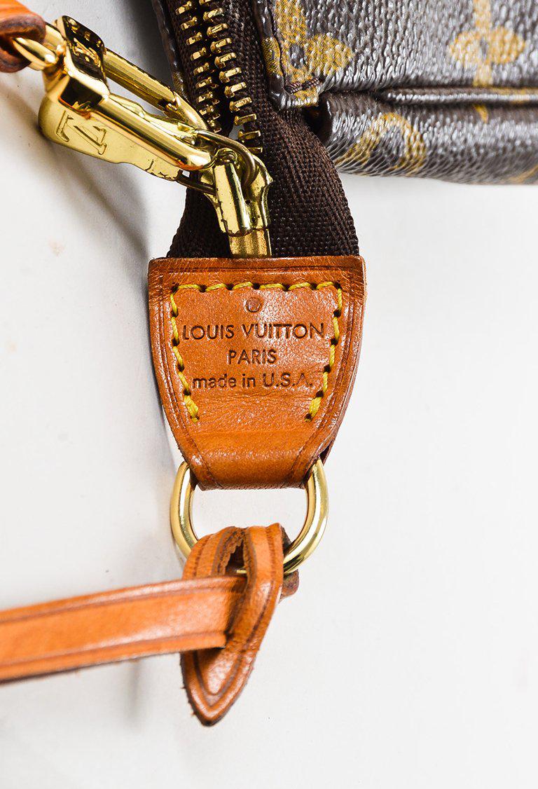 Louis Vuitton Vintage Brown Monogram Canvas & Vachetta Leather &quot;pochette&quot; Bag - Lyst