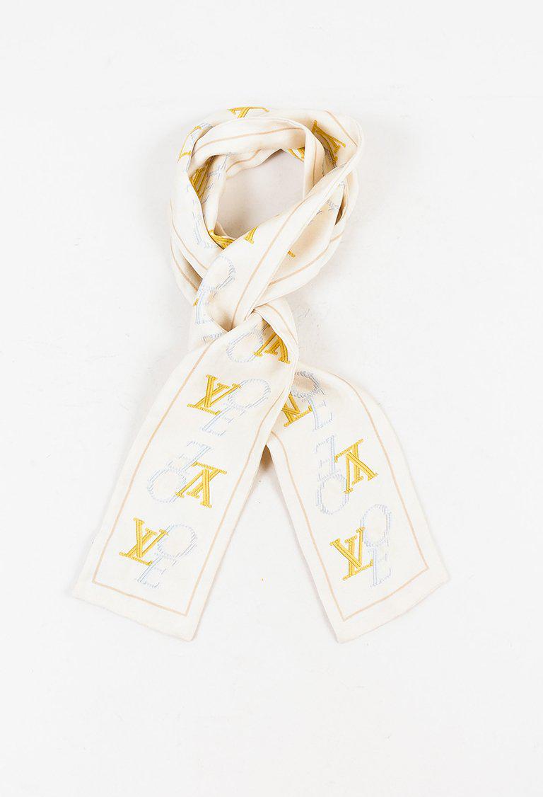 louis vuitton cream scarf