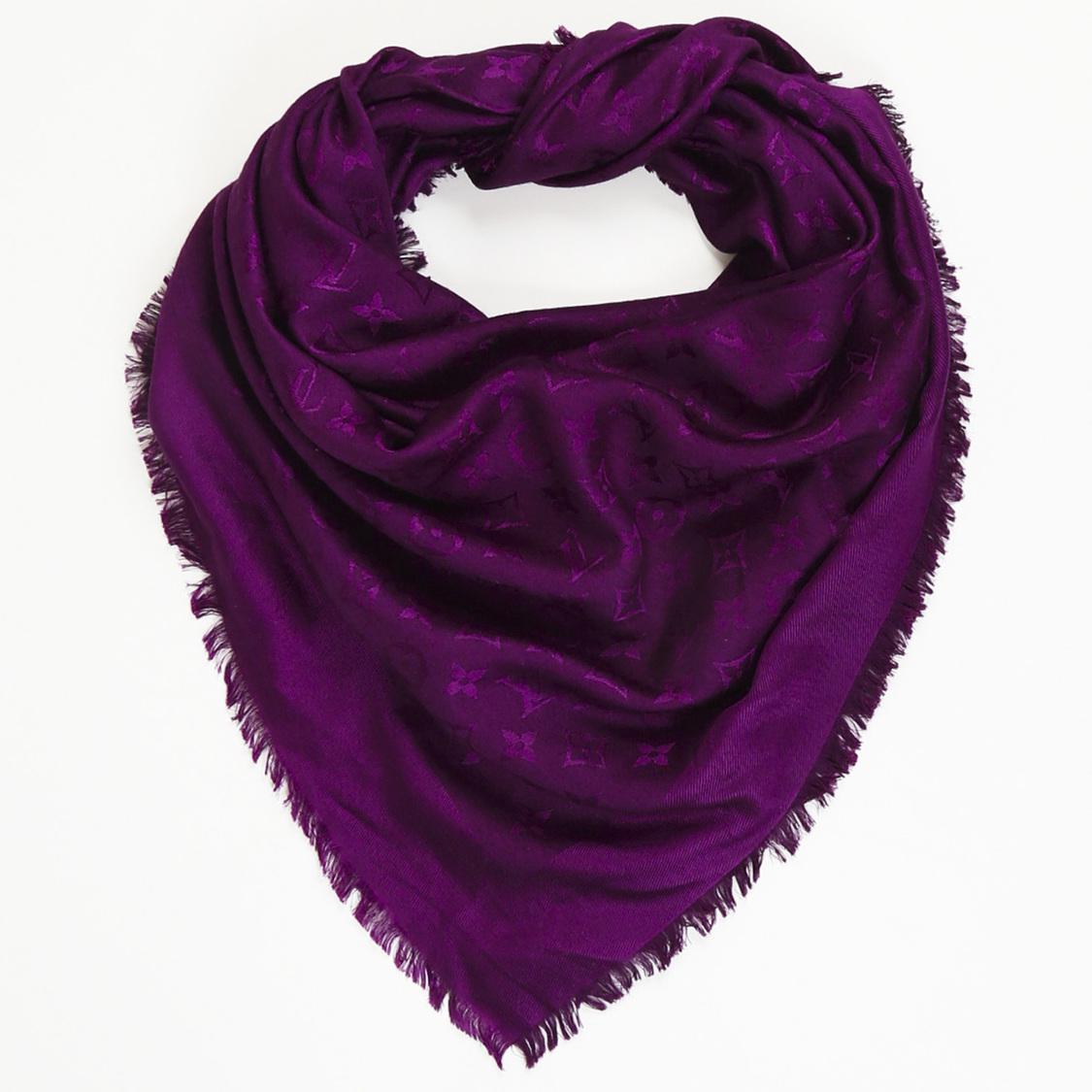 Louis Vuitton &quot;shine Shawl&quot; Monogram Silk Wool Scarf in Purple - Lyst