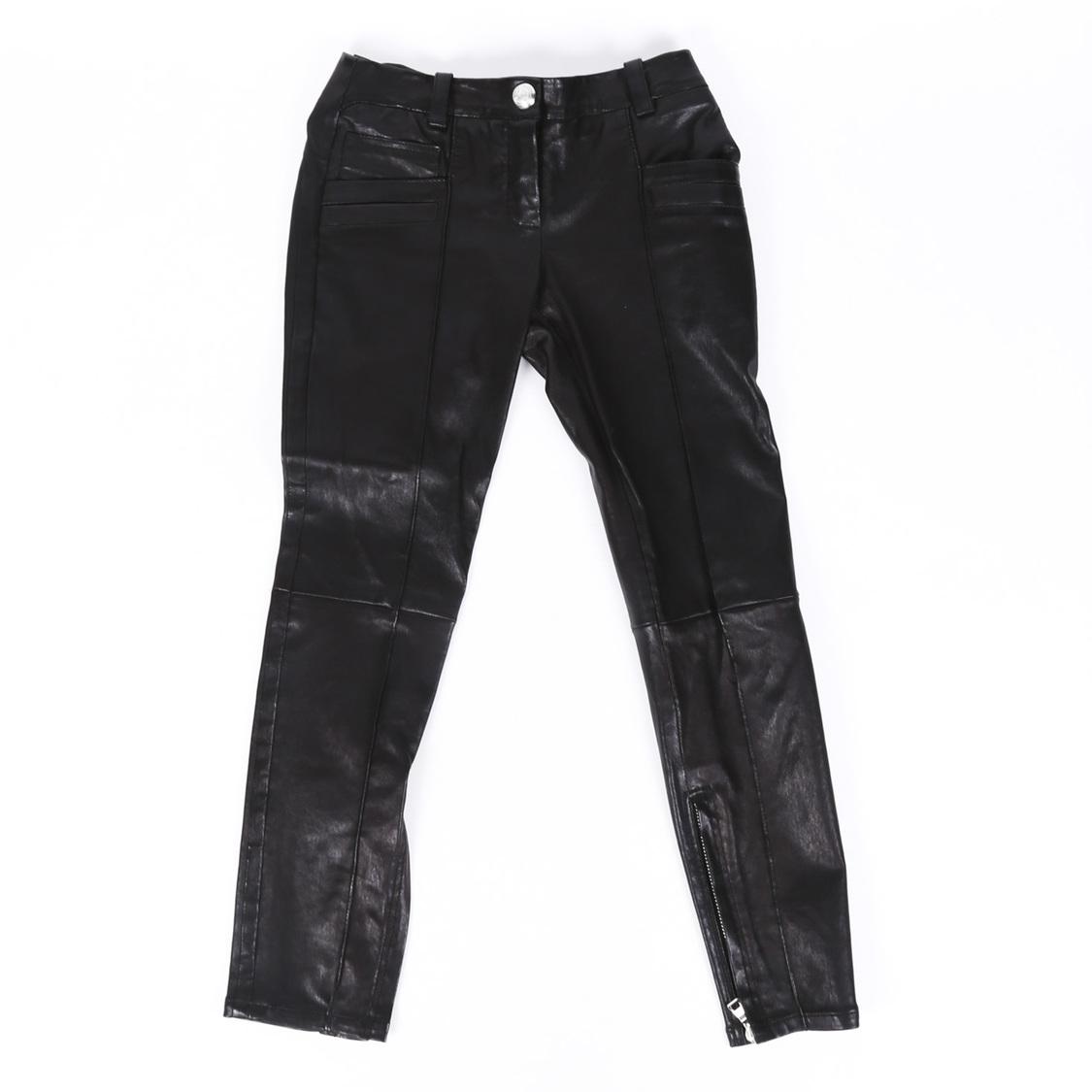 Balmain Leather Cropped Skinny Pants in Black - Lyst