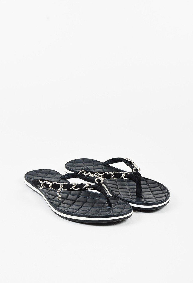 chanel chain flat sandals