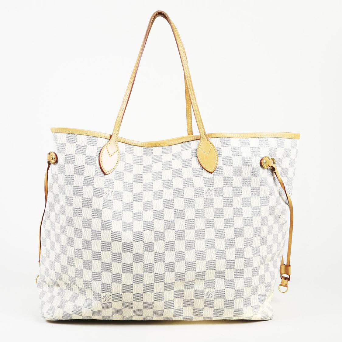 Louis Vuitton Damier Azur Coated Canvas &quot;neverfull Gm&quot; Tote in Blue/White (White) - Lyst