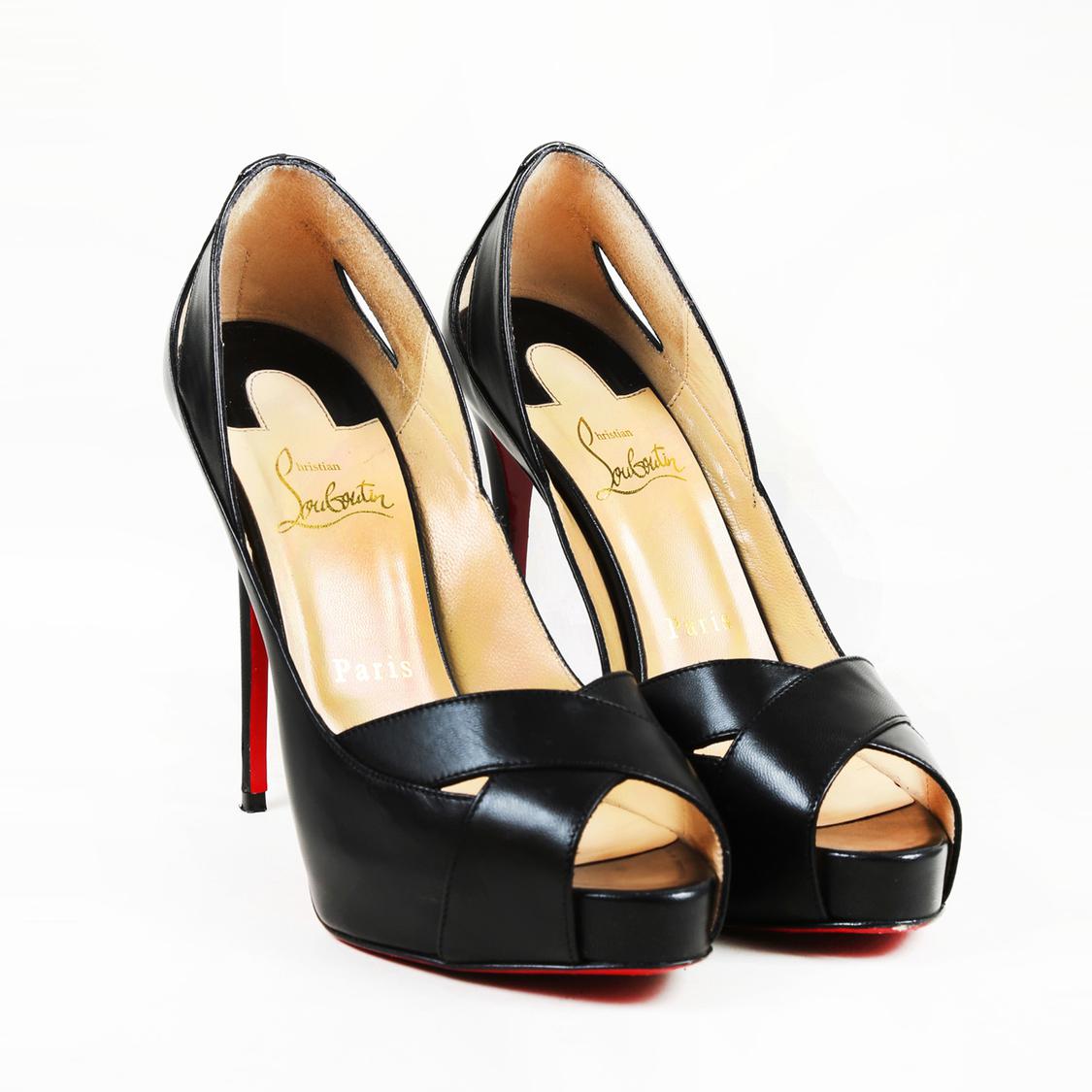 Christian Louboutin &quot;shelley&quot; Leather Peep Toe Pumps in