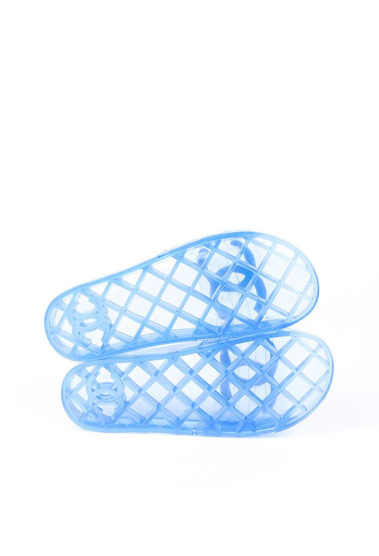 chanel blue jelly slides