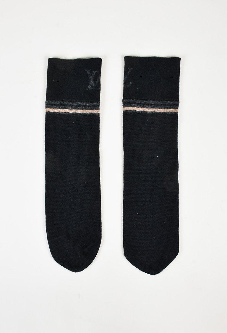 Louis Vuitton Black Multi Cashmere &#39;lv&#39; Mid Calf Socks for Men - Lyst