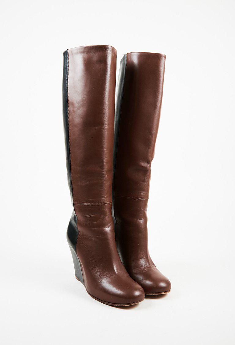 wedge heel leather boots